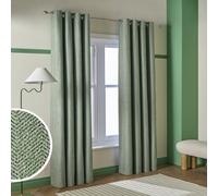 Habitat Textured Blackout Herringbone Eyelet Curtain - Green - 168x183cm