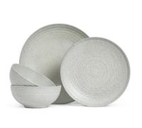 Habitat Textured Ripple 12 Piece Dinner Set - Chalk Grey