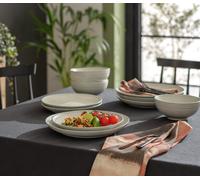 Habitat Textured Ripple 12 Piece Dinner Set - Chalk Grey