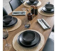 Habitat Textured Ripple 12 Piece Stoneware Dinner Set- Black