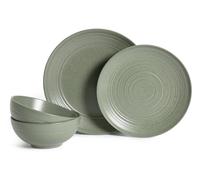 Habitat Textured Ripple 12 Piece Stoneware Dinner Set - Sage