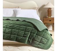 Habitat Velvet Bedspread - Green - 150X200cm