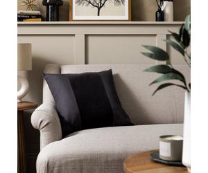 Habitat Velvet Panel Cushion - Grey & Black - 50x50cm