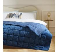 Habitat Velvet Quilted Bedspread - Navy - 200x150cm