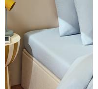 Habitat Washed Cotton Plain Blue Fitted Sheet - King size