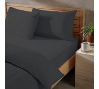 Habitat Washed Plain Charcoal Fitted Sheet - Kingsize