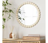 Habitat White Beaded Round Wall Mirror - 50x50cm