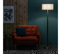 Habitat Wood and Brass Stick Floor Lamp - Walnut & Natural