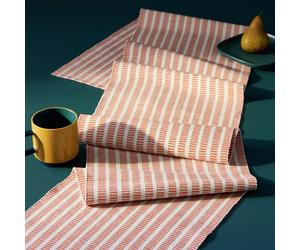 Habitat Woven Stripe Cotton Table Runner - Orange