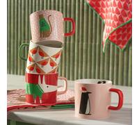 Habitat x Scion Christmas Set of 4 Stoneware Mugs