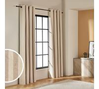 Habitat Stripe Blackout Eyelet Curtains - Latte - 168x229cm