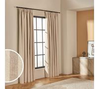Habitat Yarn Dye Stripe Blackout Pencil Pleat Curtains - Latte - 168x183cm