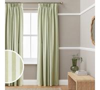 Habitat Yarn Dye Stripe Blackout Pencil Pleat Curtains - Olive - 168x229cm