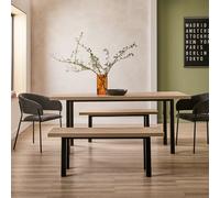 Habitat Zayn Birch Dining Table,2 Bench & 2 Charcoal Chairs