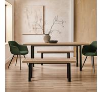 Habitat Zayn Birch Dining Table,2 Bench & 2 Green Chairs