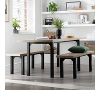 Habitat Zayn Birch Dining Table & 2 Birch Benches