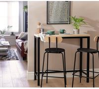 Habitat Zayn Metal 2 Seater Bar Table - Black & Birch