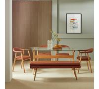 Habitat Zela Glass Natural Dining Table,1 Bench & 4Tan Chair