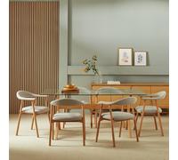 Habitat Zela Glass Natural Dining Table & 6 Natural Chairs