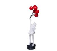 HABITZ Banksy Art Flying Balloon Girl Statues Figurine Resin Figure Craft Ornament Home Statue Decoration Modern Art Sculpture For Home Living Room Decor Gift(White1)