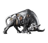 HABITZ Steampunk Bull Statues Resin Animal Figurines Carved Sculpture Mechanical Punk Style Animal Modern Home Figurines Living Room Decor For Coffee Table,Entrance,Shelf Decoration Accessories(C)