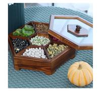 HABITZ Wood Nuts Storage Platter TrayDivided Serving Tray with Lid Dry Fruit Platter Tray Food Serving Tray with 7 Dining Grids for Party, Family Dinner, Holiday and Home Warming