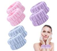 HABNI 3 Pairs Wrist Wash Band Microfibre Face Wash Spa Bracelets Elastic Absorbent Sweatband Coral Bracelet Wrist Wraps for Women Girls for Washing Face Shower Yoga Sports