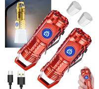 HABOHUSE German Three-Eyed Monster Thumb Flashlight, Multi-Functional Pen Clip Flashlight, High Lumen Rechargeable Waterproof (Red)