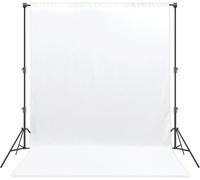 Haboke 8 x 10 FT White Backdrop - Premium Polyester for Video Streaming, Portrait Photoshoot, Wall Mounted, Parties and Small Events