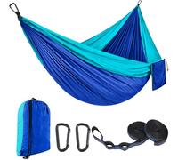 HABP GLOBAL Camping Hammock - Light & Dark Blue| Portable with Tree Straps & Carry Bag | Ideal for Camping, Hiking, Backpacking, Beach, Travel & Indoor Use
