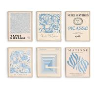 Habseligkeit Blue Master Wall Art Prints, Abstract Matisse Wall Art Exhibition Posters, Vintage Art Art Prints, Retro Room Decor for Aesthetic Bedroom（8x10inch, Unframed