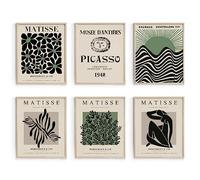 Habseligkeit Green Matisse Posters for Room,Minimalist Abstract Line Wall Poster, Retro Room Decor Aesthetic Vintage Prints for Wall Decor Unframed, 8x10in, Set of 6
