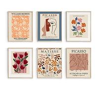 Habseligkeit Red Flower Master Wall Art Prints, Abstract Master Wall Art Exhibition Posters, Vintage Art Boho Art Prints, Retro Bedroom Decor Valentine's Day Gift Posters (11x14inch, Unframed)