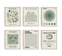 Habseligkeit Sage Green Matisse Wall Art Posters, Boho Vintage Master Wall Decors, Posters for Room Aesthetic Unframed, 11x14in, Set of 6