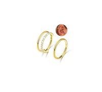 Habselikob Conch Piercing Gold 16G Helix Piercing CZ Cartilage Earring Clicker Septum Tragus Rook Daith Earrings Nose Piercing Ear 8/10 mm Pack of 2, 16G(1.2mm)-8MM, Stainless Steel