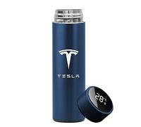 HABURN Car Smart Vacuum Flasks, Stainless Steel Insulated Bottles, Smart LCD Touch Screen, LED Digital Display Temperature, Keep Hot Or Cold, For Tesla Model 3 X Y S,Blue