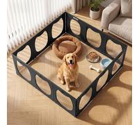 HABUTWAY Acrylic Dog Playpen for Indoor Use - Clear Small Pet Play Pen for Puppies, Cats, Rabbits & Ferrets - Easy Assemble, Durable & Portable Pet Enclosure (Black, 24" H, 12 Panels)