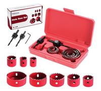 Habwea Hole Saw Set, 11-Piece, 19-64 mm Hole Cutter Set Carbon Steel Downlights Drill Bit Tools for Soft Wood