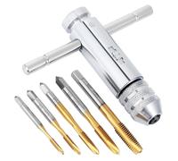 Habwea Tap Wrench Set Adjustable T Handle Ratchet Tap Re-Threading Tool M3-M8 Metric Metal Hand Thread Taps for Tap and Die Sets