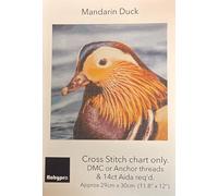 Habypro Cross Stitch - Mandarin Duck - Chart Only for DMC or Anchor Threads 30cm 12" Finished Size