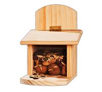 HAC24 Squirrel Feeding House Wooden Food Dispenser Nut Feeder Cabin Brown