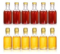 Hacaroa 12 Pack Small Glass Liquor Bottles with T-Top Caps and Heat Shrink Capsules, 100ml Clear Nordic Vodka Bottle, Boston Travel Shots Bottles for Wine, Alcohol, Whiskey, Beverages