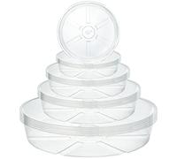 Hacaroa 24 Pack Clear Plant Saucer Drip Trays, 6/8/10/12 Inch Plastic Plant Trays Flower Pot Saucers for Indoor & Outdoor Plants, Round, 4 Sizes