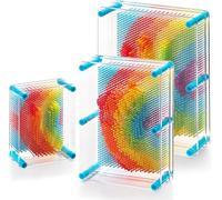 Hacaroa 3 Pack 3D Rainbow Pin Art Boards, Pin Impression Sculpture Decor, Multi - Size for Adults Home & Office Decoration