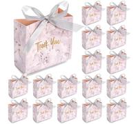 Hacaroa 50 Pack Mini Thank You Gift Bags with Light Gray Ribbon, Small Elegant Marble Pattern Party Favor Bags (4.5x1.8x4 Inch) for Wedding, Birthday, Baby Shower, Candy, Jewelry Gifts