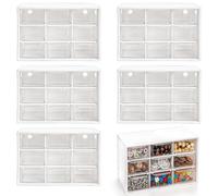 Hacaroa 6 Pack Desktop Drawer Organizer with 9 Mini Drawers, Plastic Desk Craft Storage Case Box for Art Supply, Office Supplies, Cosmetics, Jewelry, Dorm Room, Off White