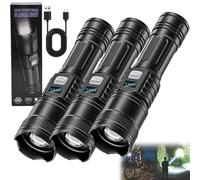 haccen 990000LM Super Bright Survival Flashlight for Every Adventure, Rechargeable Flashlights High Lumens Super Bright Modes Adjustable with Power Display & Ipx6 Waterproof for Camping (3Pcs)