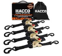 Haccoplanet 4Pk Retractable Ratchet Tie Down Straps 1" - 1500lbs Max Break Strength Autoretract Tie Downs with Coated S-Hooks for Motorcycles Cargo (6FT-4PK)