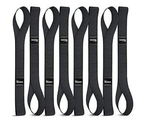 Haccoplanet 8PK Soft Loop Motorcycle Tie-Down Straps, 1.6 x 17inch 10000LB Break Strength, Heavy Duty Tie Down Loops for Securing ATV, UTV, Dirt Bike, Lawn & Garden Equipment (Black)