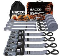 HACCOPLANET Ratchet Straps, 5280lb Break Strengeth, 1.6" Heavy Duty Ratchet Tie Down Strap Set w/Padded Handle, S Hook, Soft Loop for UTV Motorcycle Truck Cargo Straps (Grey, 16FT)